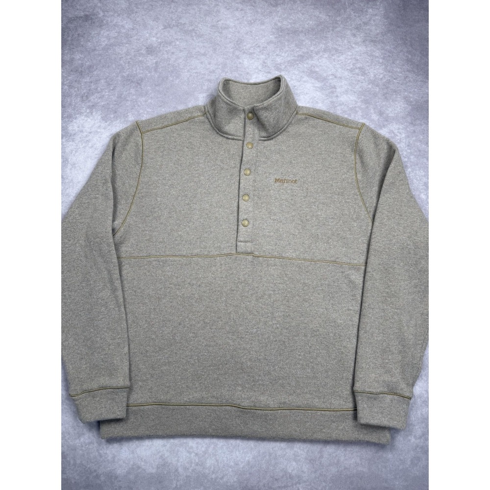 Marmot Mountain Works‎ Pullover Sweater Mens XL Gray Wool Blend Snap Fleece 2022